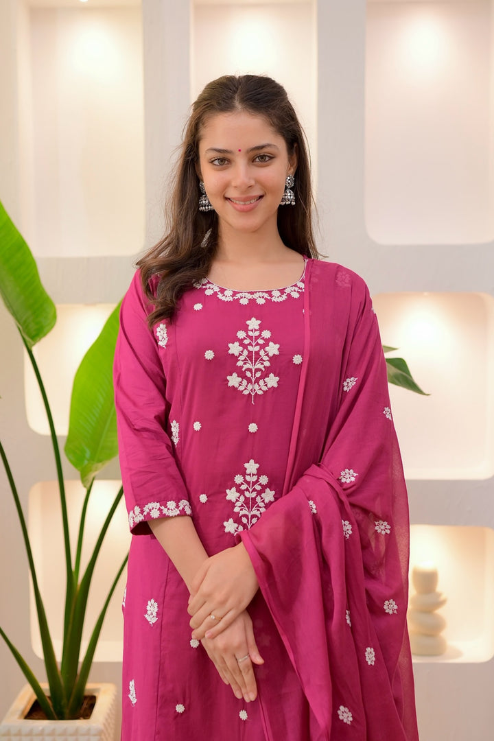 Magenta Color Rayon Readymade Salwar Suit | Buy Online India