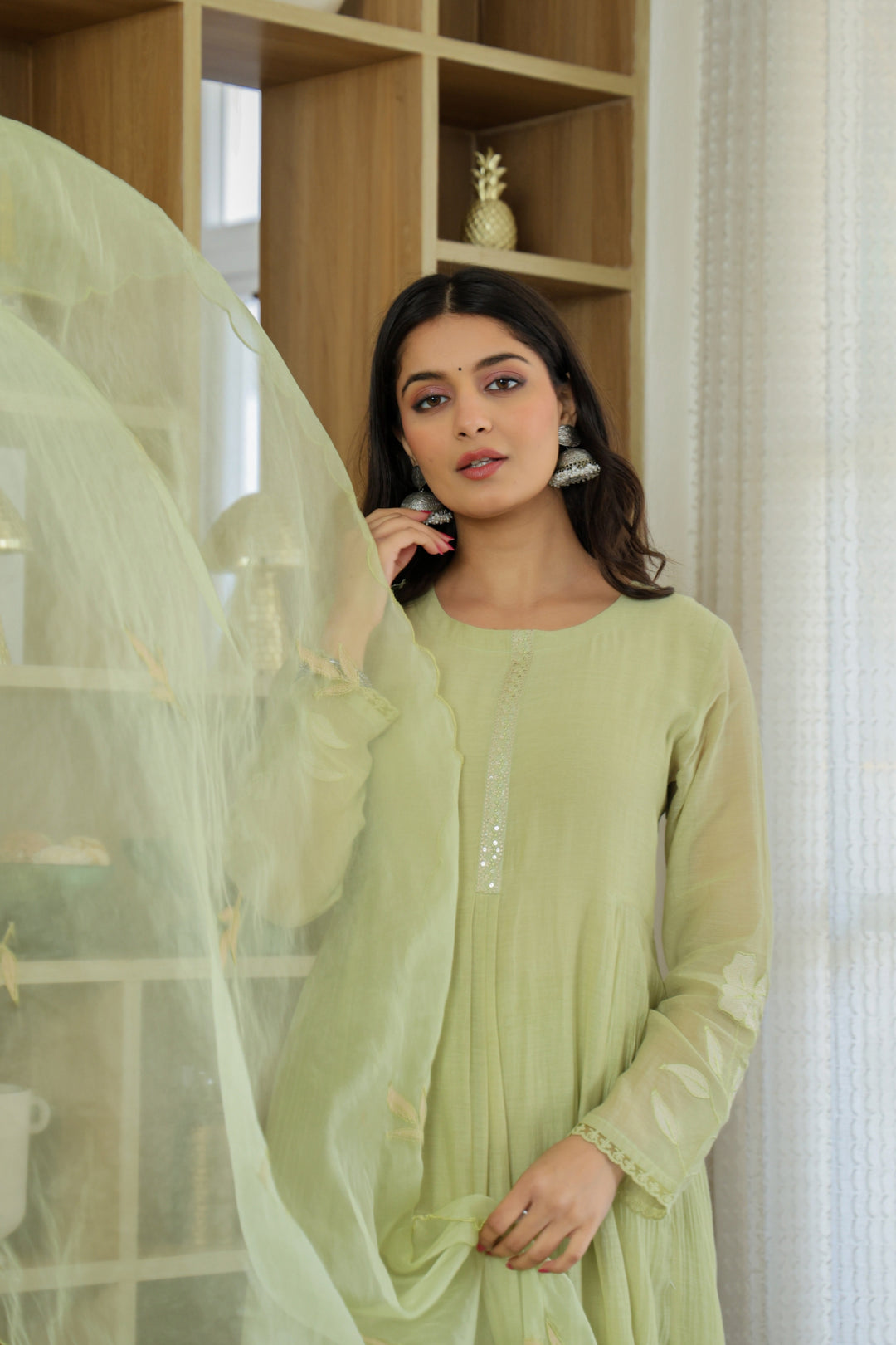 Chanderi Silk Sea Green Readymade Salwar Suit | Buy Online India
