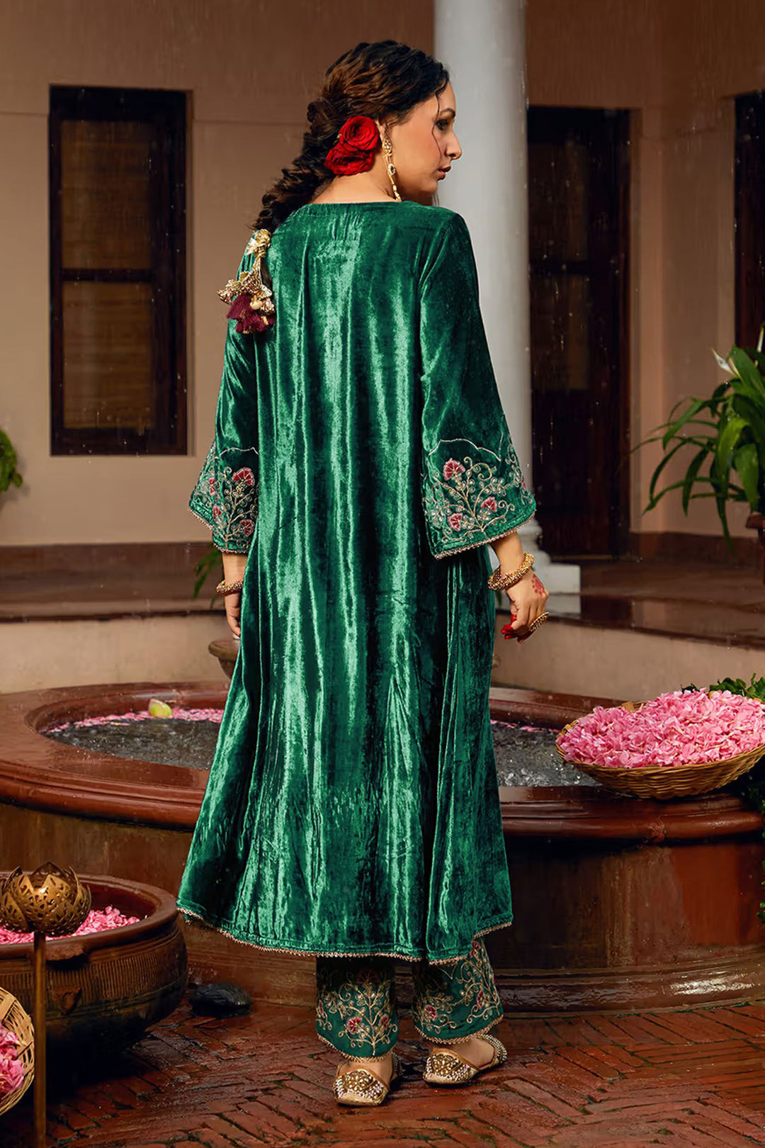 Green Color Velvet Fabric Readymade Salwar Suit | Buy Online India