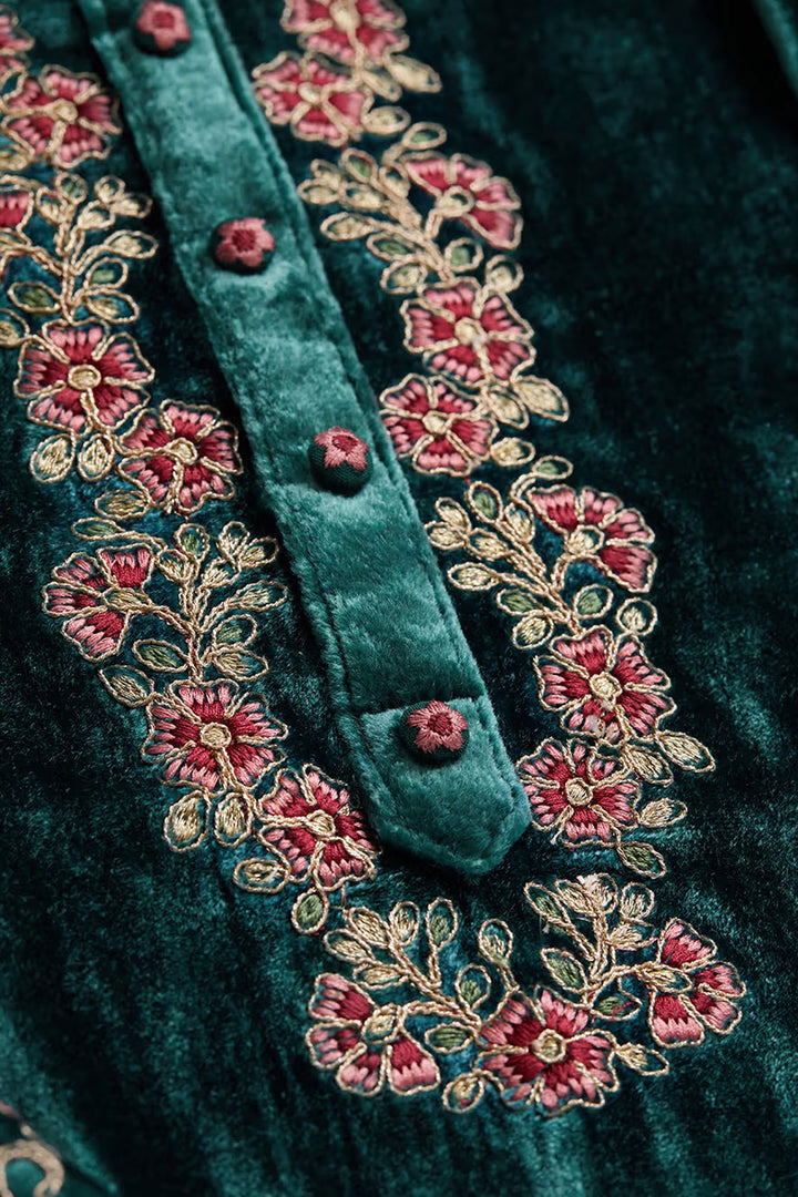 Green Color Velvet Fabric Readymade Salwar Suit | Buy Online India