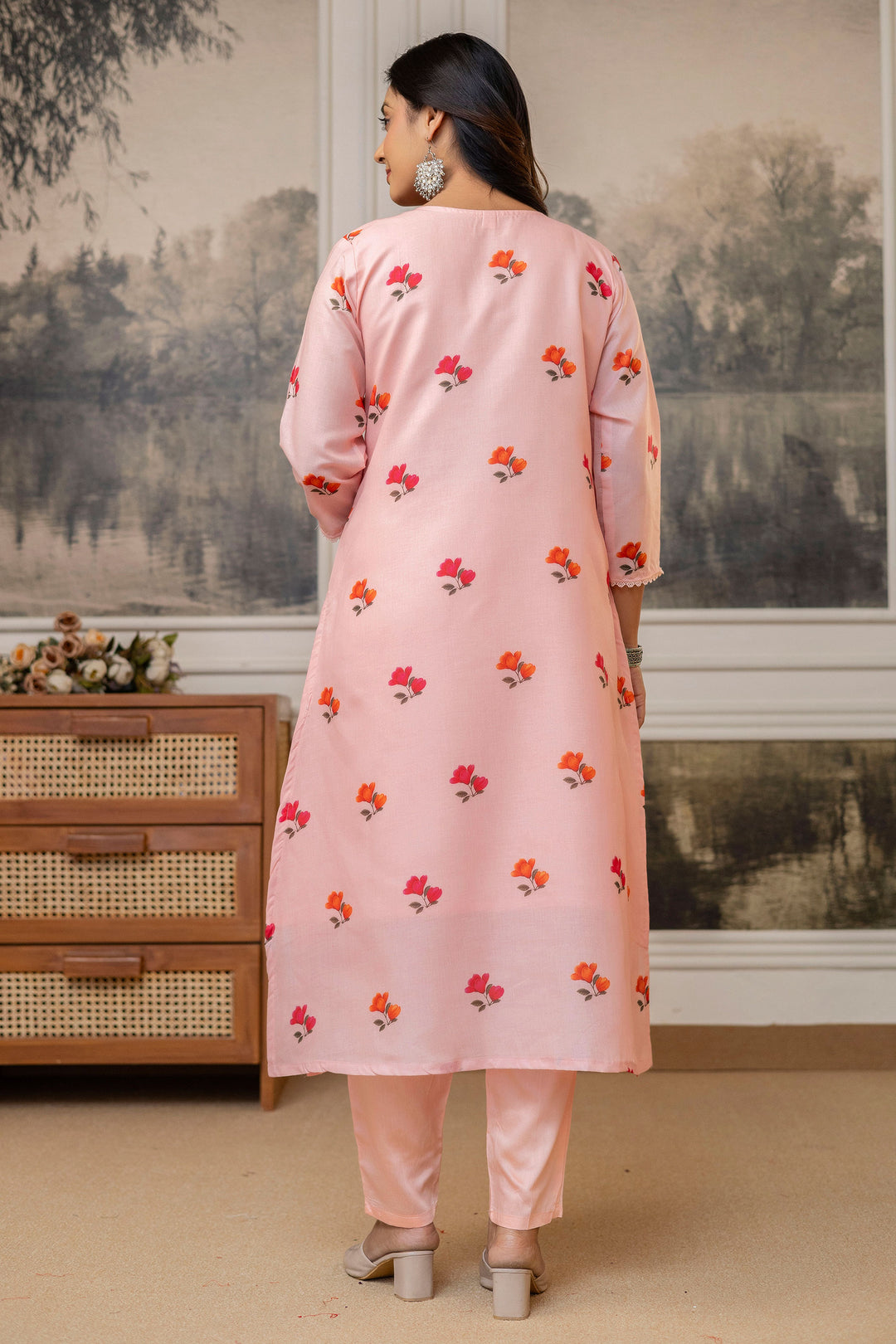 Peach Color Cotton Fabric Readymade Salwar Suit | Buy Online India