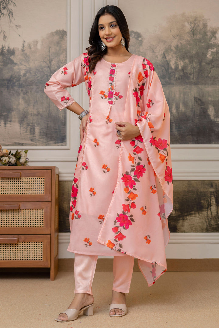 Peach Color Cotton Fabric Readymade Salwar Suit | Buy Online India