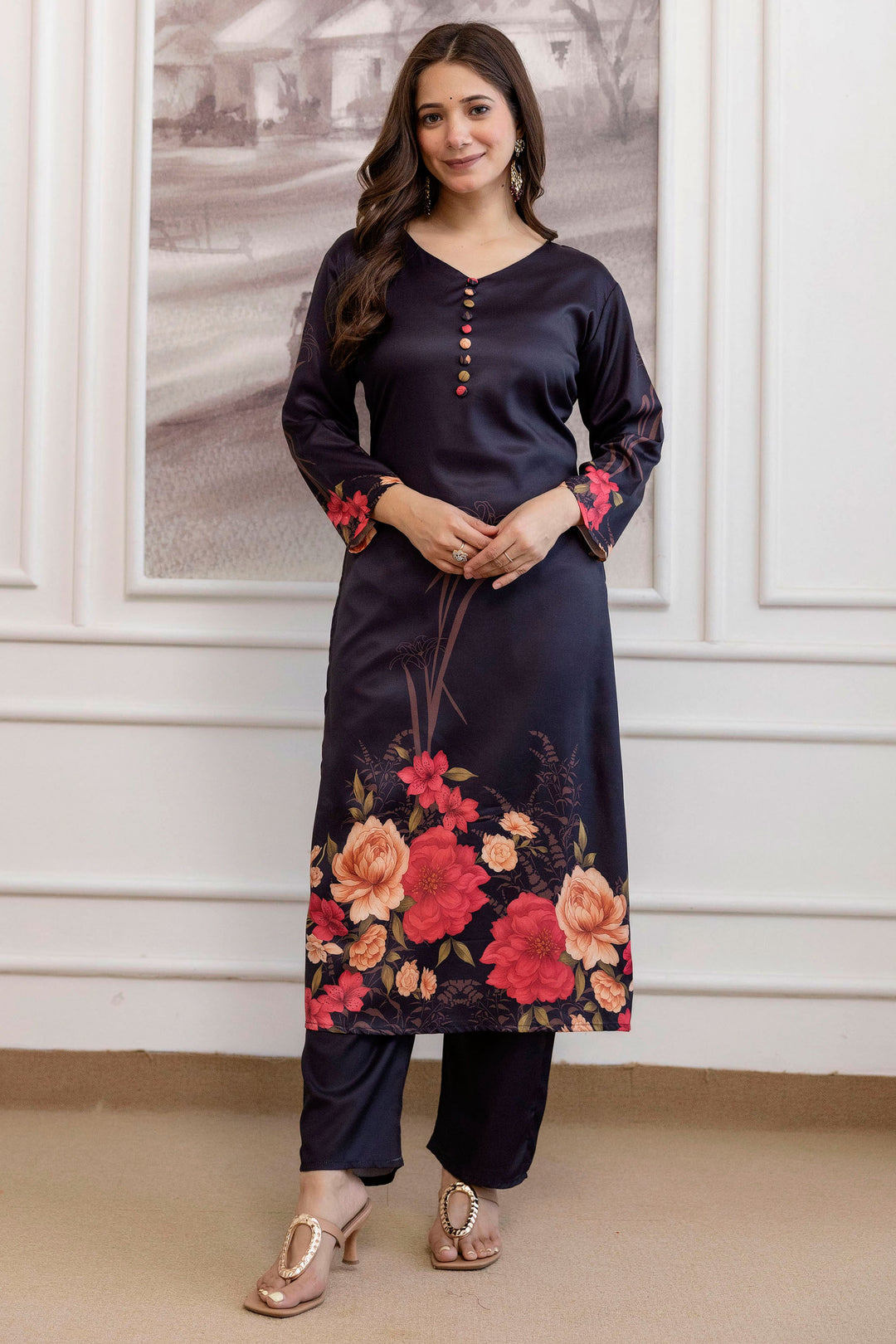 Art Silk Fabric Black Color Readymade Salwar Suit | Buy Online India