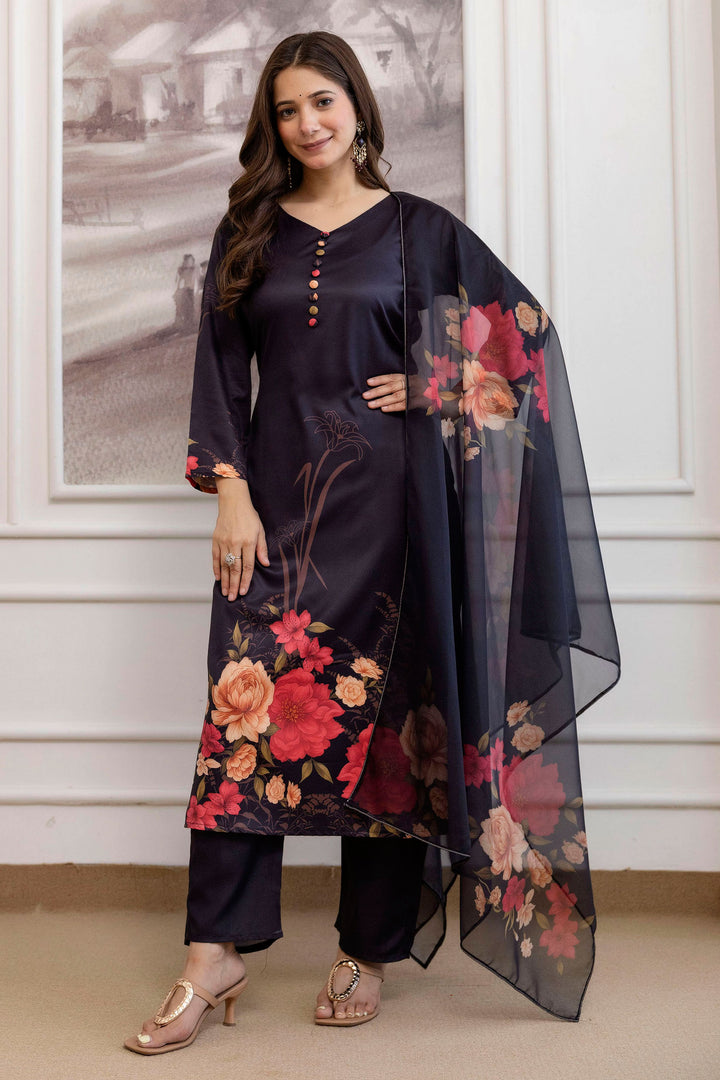 Art Silk Fabric Black Color Readymade Salwar Suit | Buy Online India