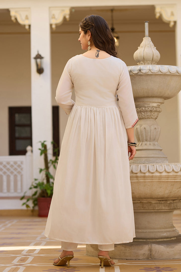 Art Silk Fabric Off White Color Readymade Salwar Suit | Buy Online India