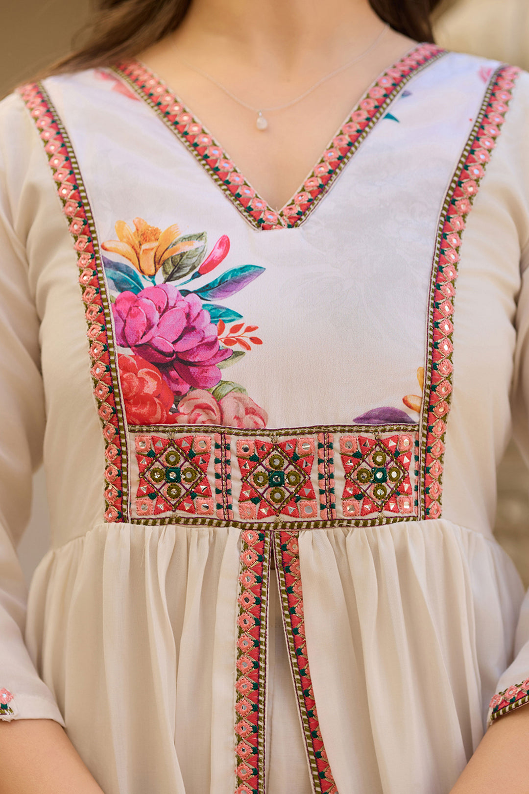 Art Silk Fabric Off White Color Readymade Salwar Suit | Buy Online India
