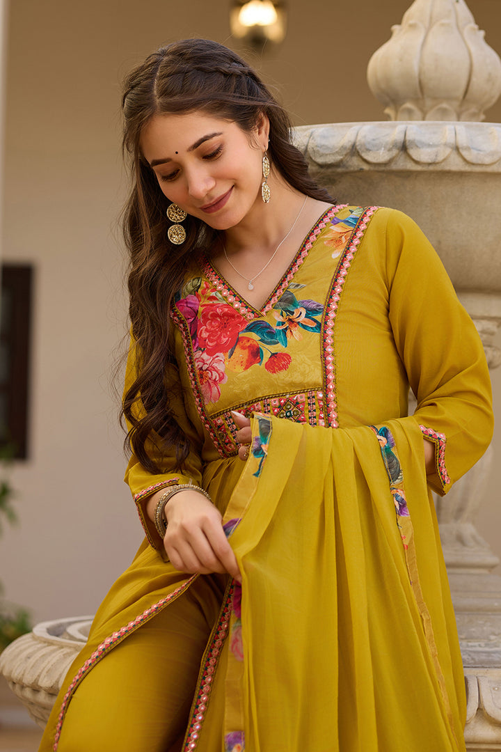 Mustard Color Art Silk Fabric Readymade Salwar Suit | Buy Online India