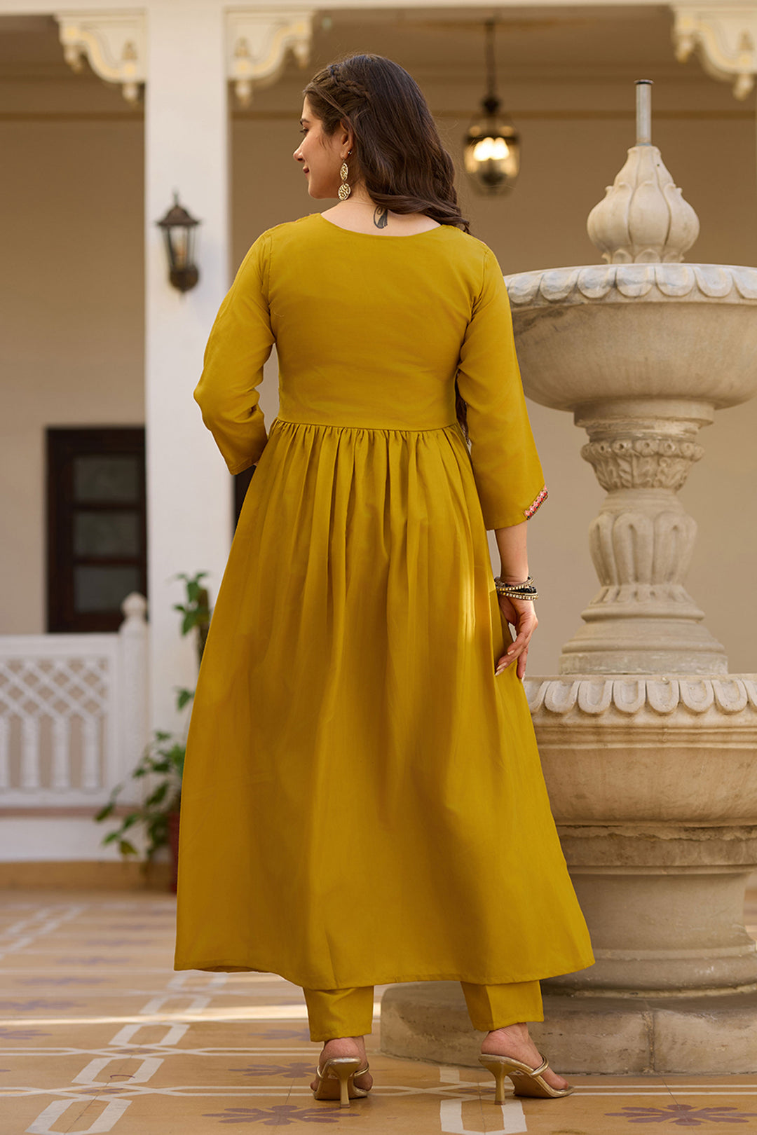 Mustard Color Art Silk Fabric Readymade Salwar Suit | Buy Online India