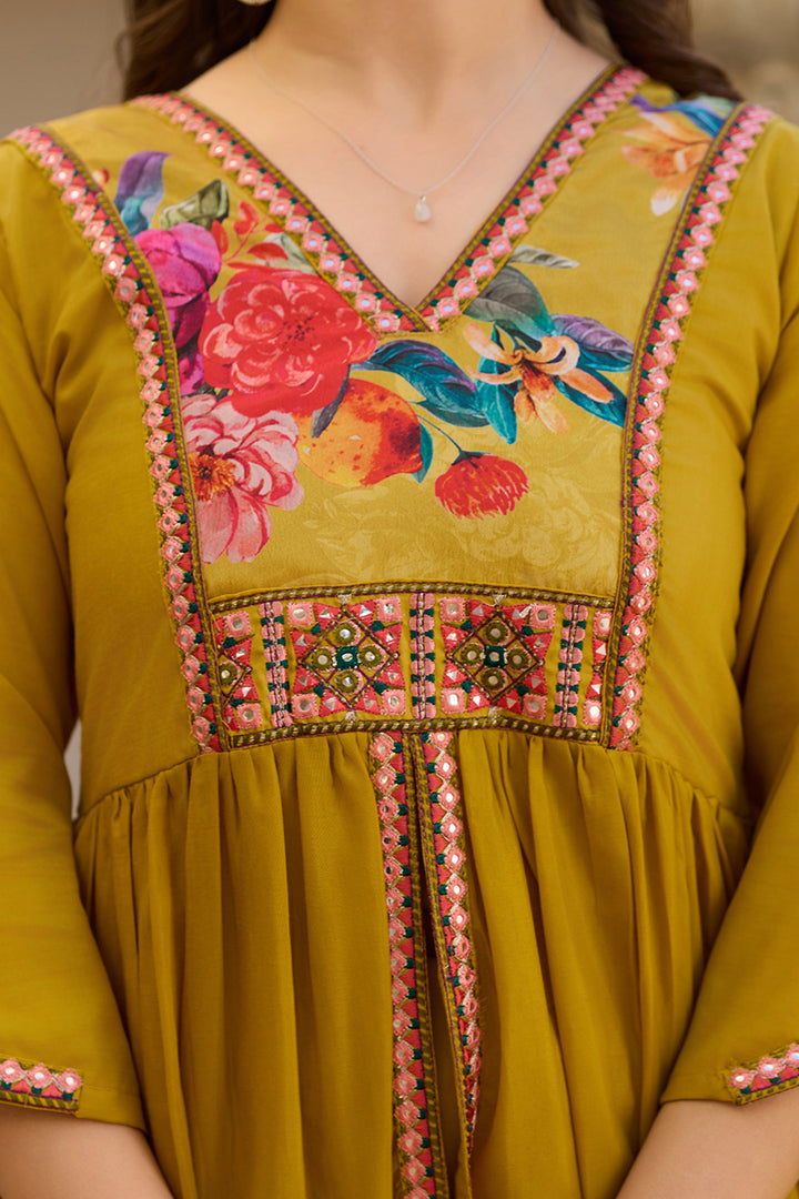 Mustard Color Art Silk Fabric Readymade Salwar Suit | Buy Online India