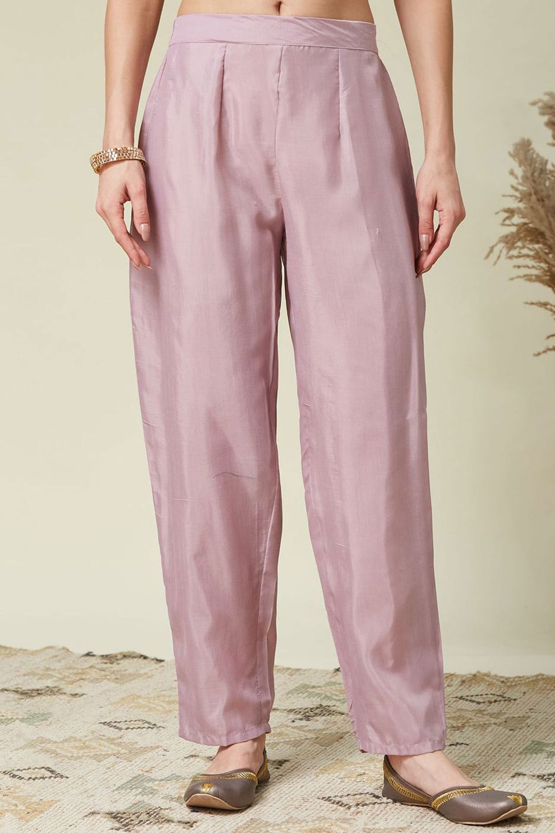 Vichitra Silk Fabric Readymade Salwar Suit In Lavender Color | Buy Online India