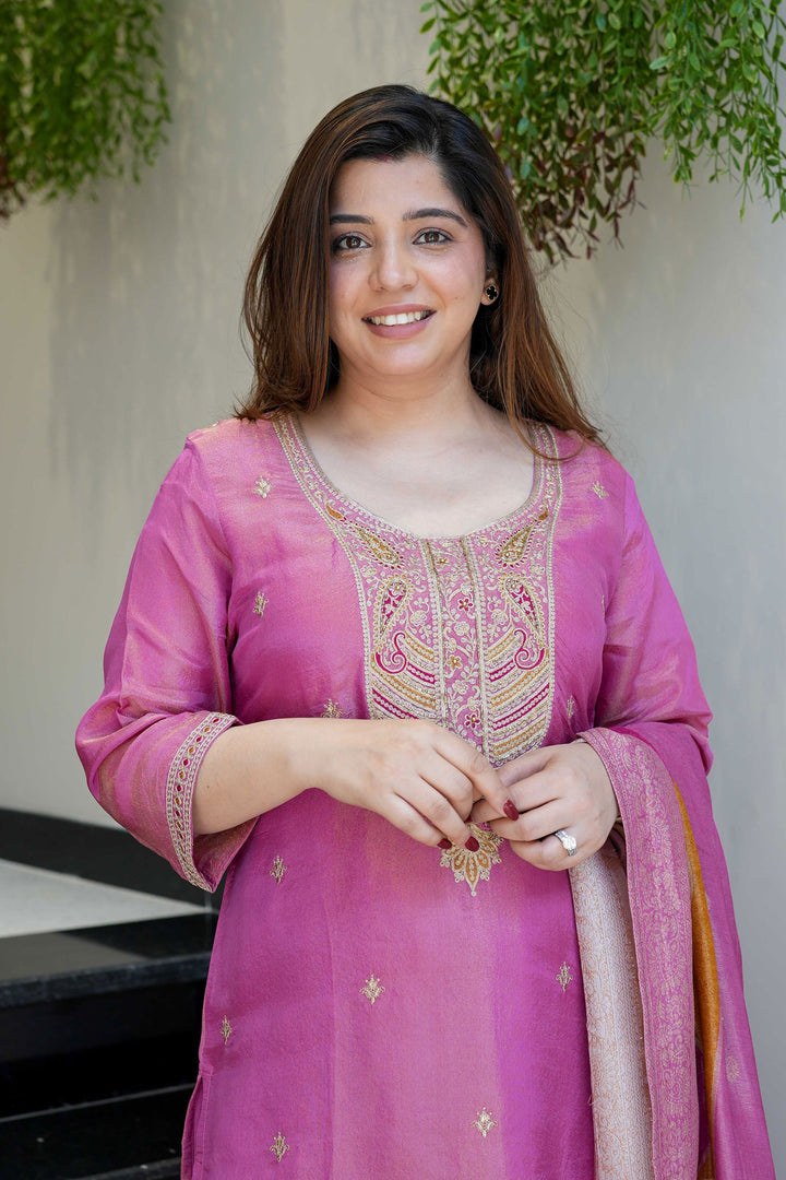 Viscose Fabric Readymade Salwar Suit In Pink Color | Buy Online India