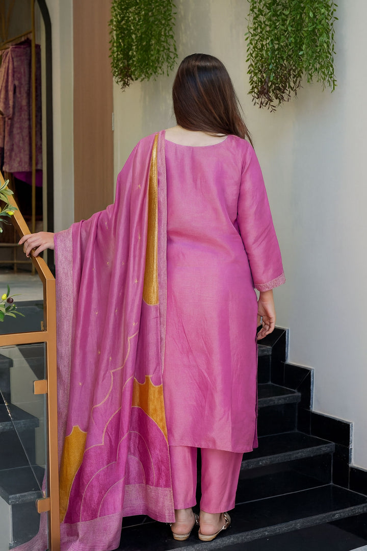 Viscose Fabric Readymade Salwar Suit In Pink Color | Buy Online India