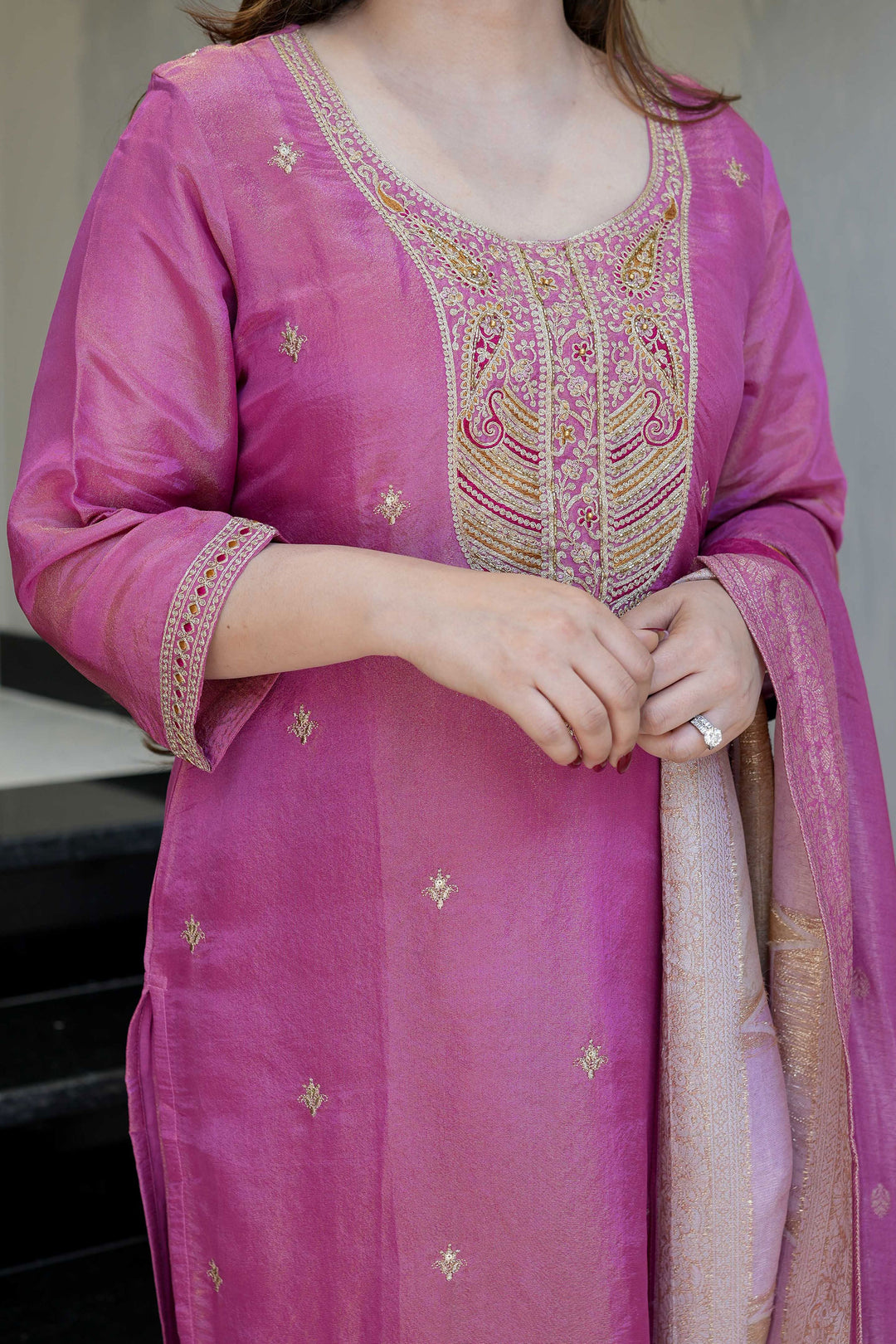 Viscose Fabric Readymade Salwar Suit In Pink Color | Buy Online India