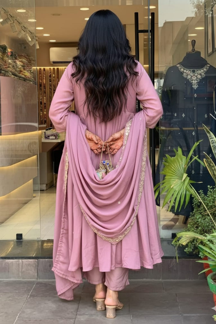 Lavender Color Chinon Fabric Readymade Salwar Suit | Buy Online India