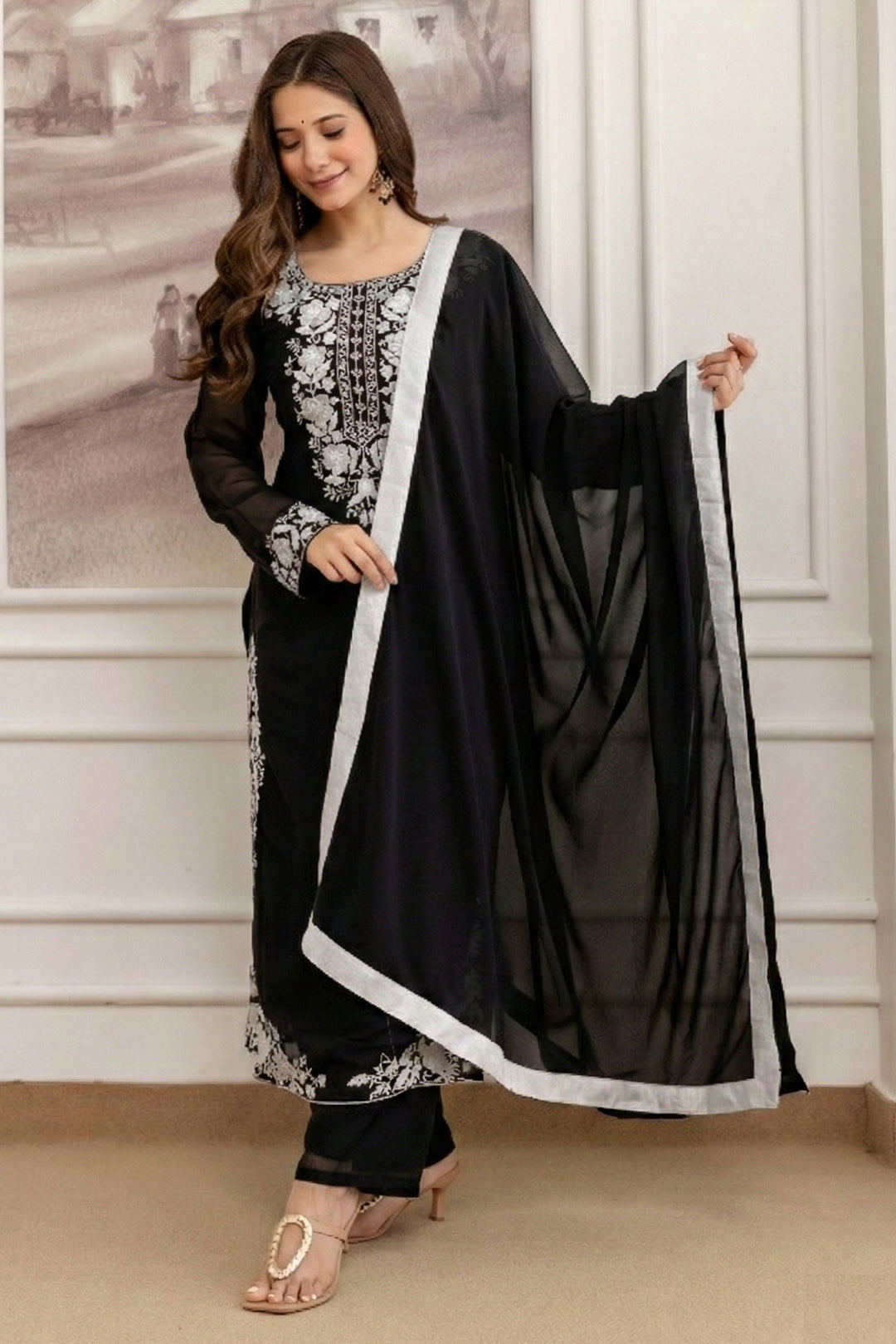 Black Color Georgette Fabric Readymade Salwar Suit | Buy Online India