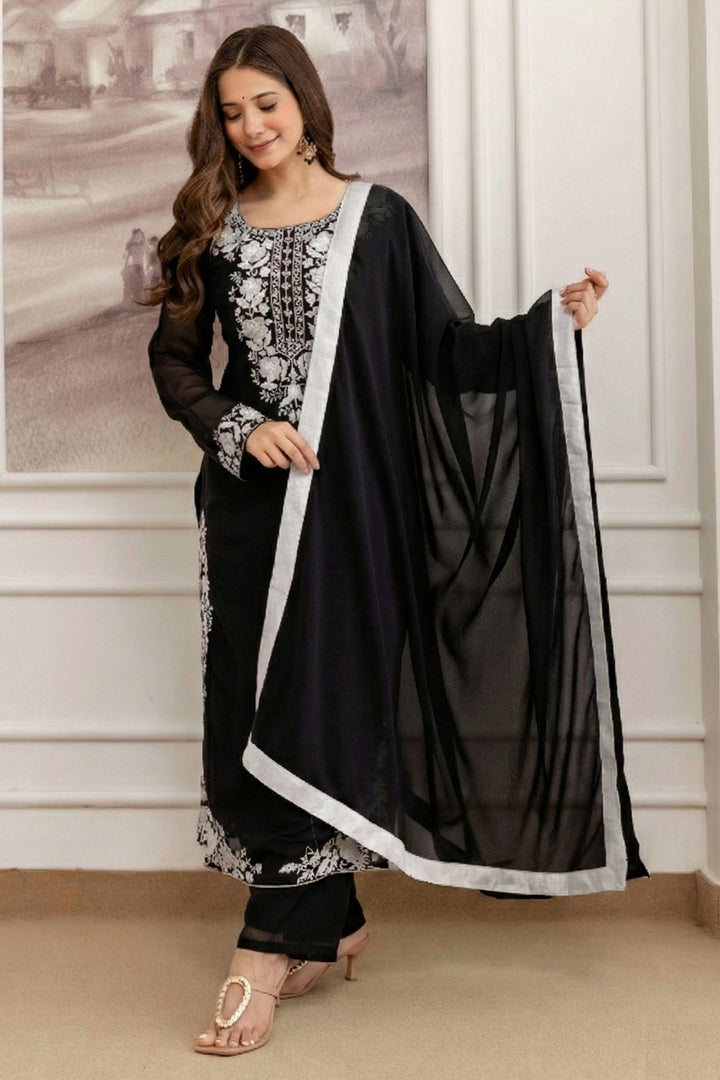Black Color Georgette Fabric Readymade Salwar Suit | Buy Online India
