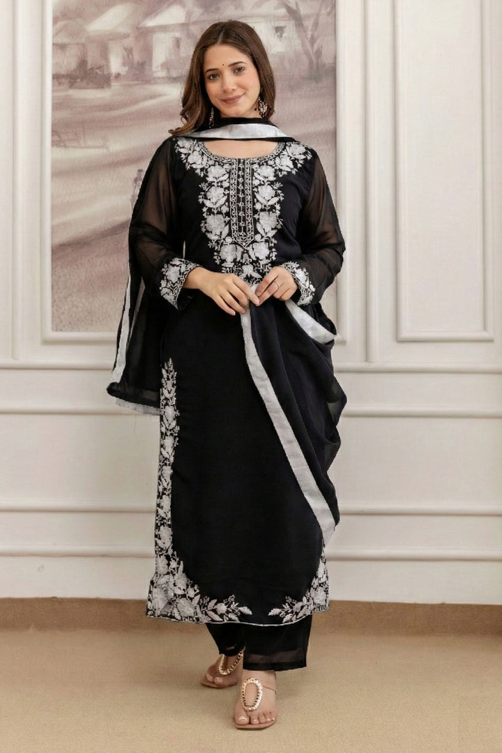 Black Color Georgette Fabric Readymade Salwar Suit | Buy Online India
