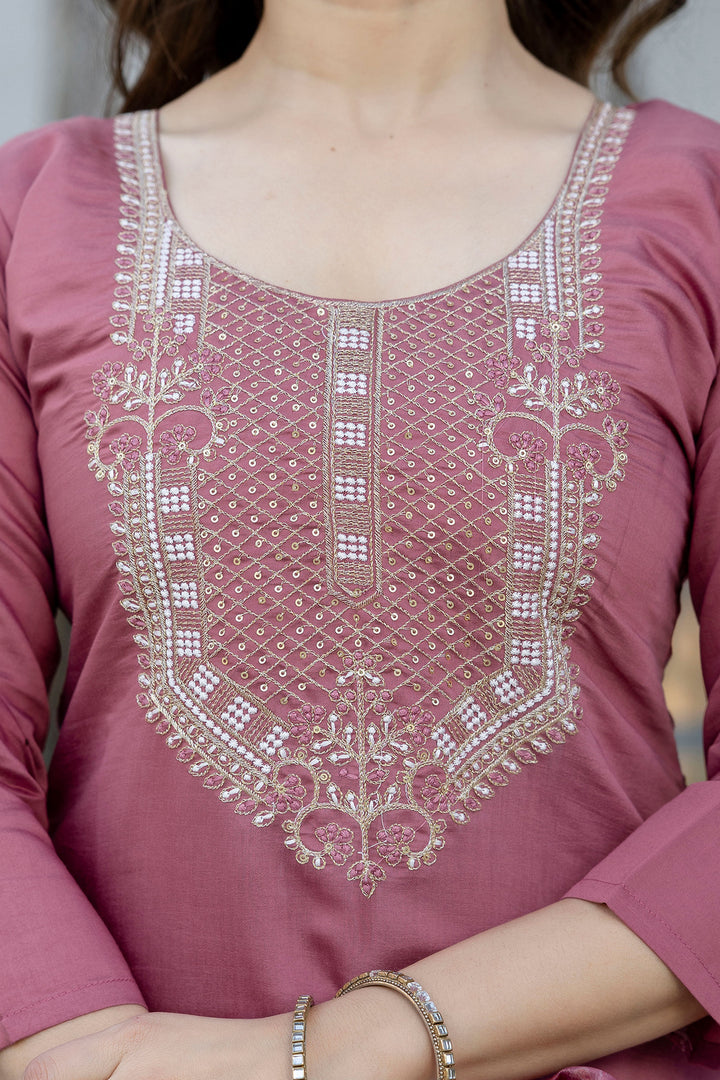 Pink Color Chanderi Embroidered Readymade Salwar Suit