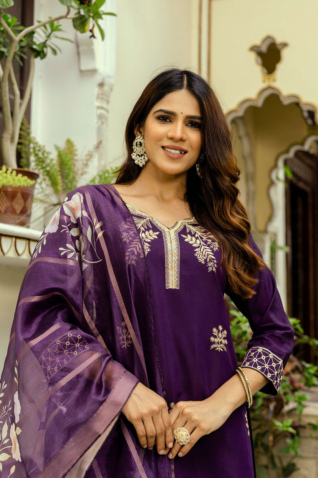 Purple Color Rayon Fabric Readymade Salwar Suit