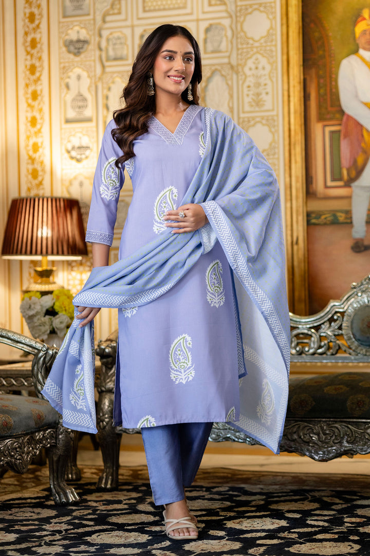 Lavender Color Rayon Fabric Readymade Salwar Suit