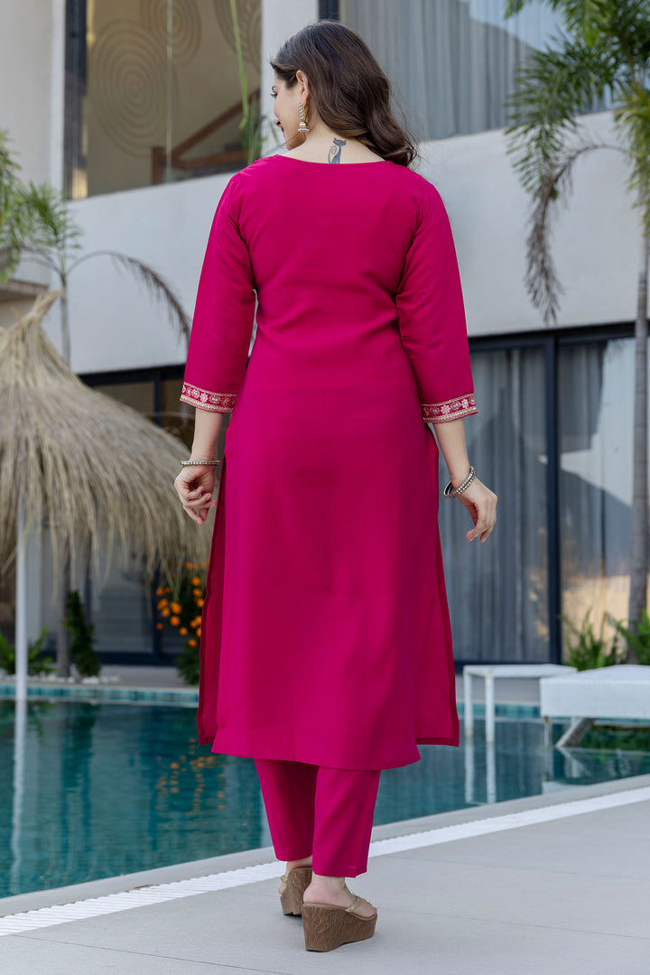 Magenta Color Readymade Salwar Suit In Chanderi Fabric