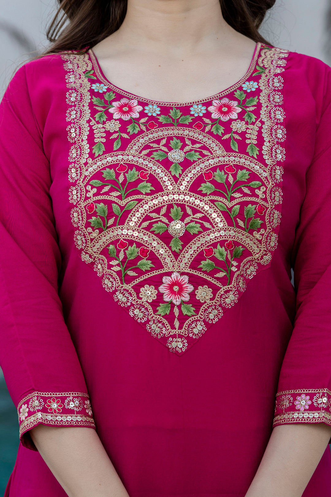 Magenta Color Readymade Salwar Suit In Chanderi Fabric