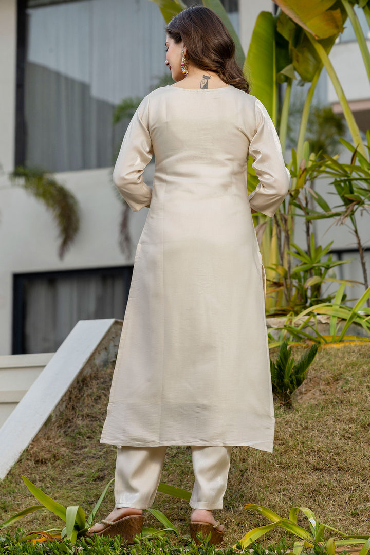 Cream Color Viscose Fabric Readymade Salwar Suit