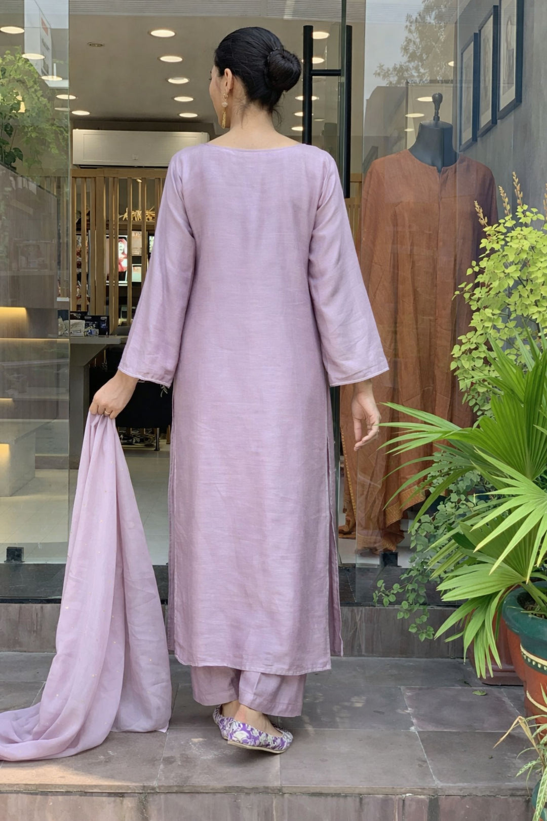 Lavender Chanderi Fabric Chic Readymade Salwar Suit