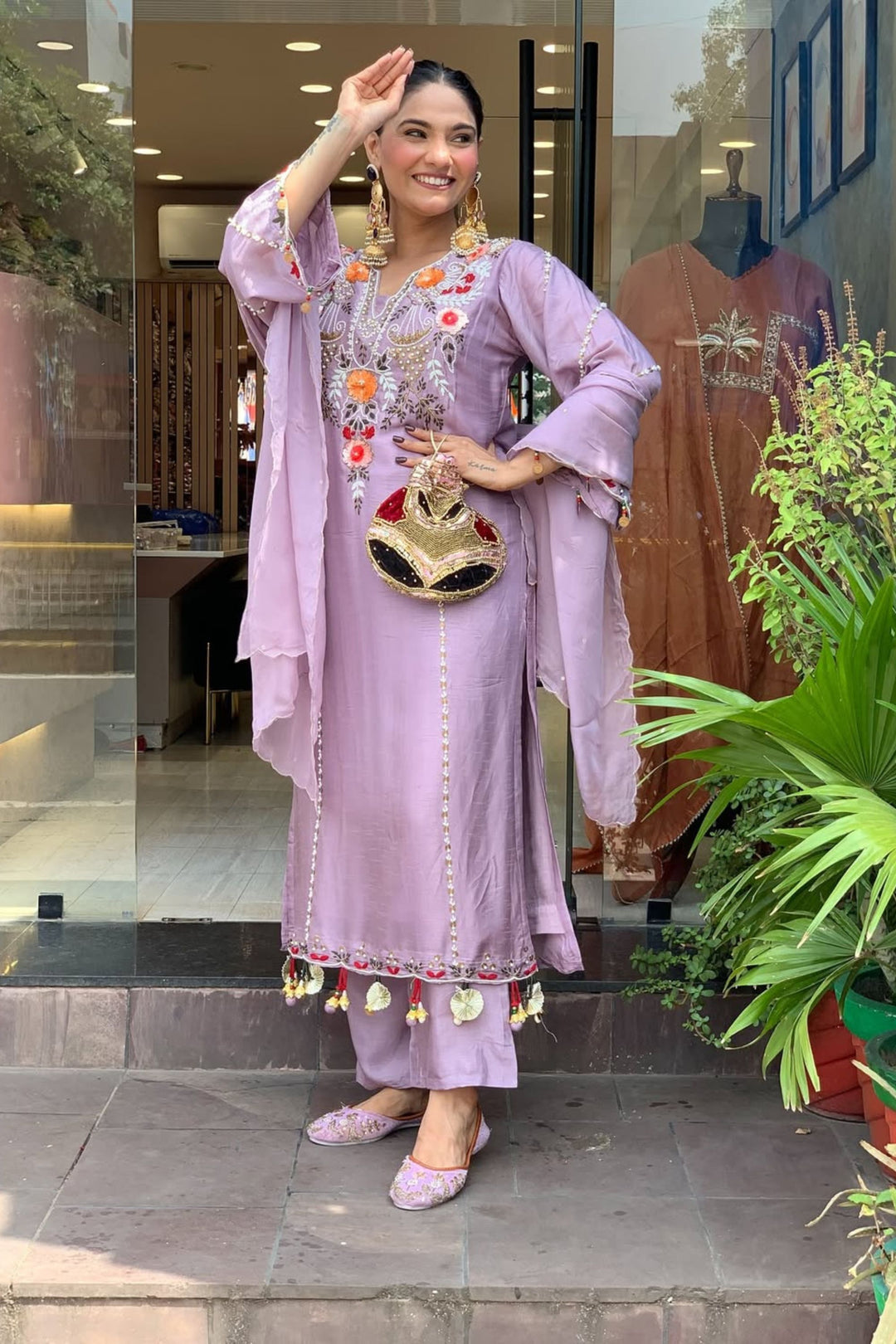 Lavender Chanderi Fabric Chic Readymade Salwar Suit