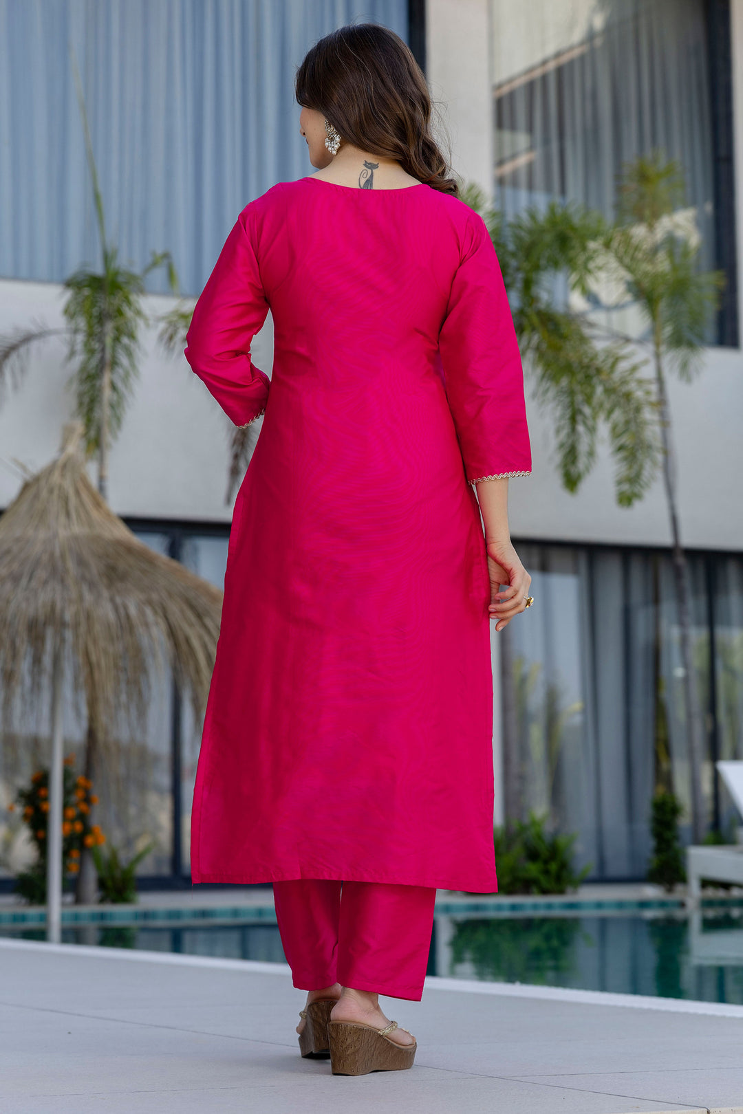 Graceful Cotton Rani Color Readymade Salwar Suit