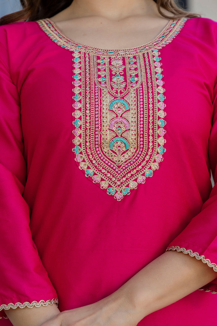 Graceful Cotton Rani Color Readymade Salwar Suit