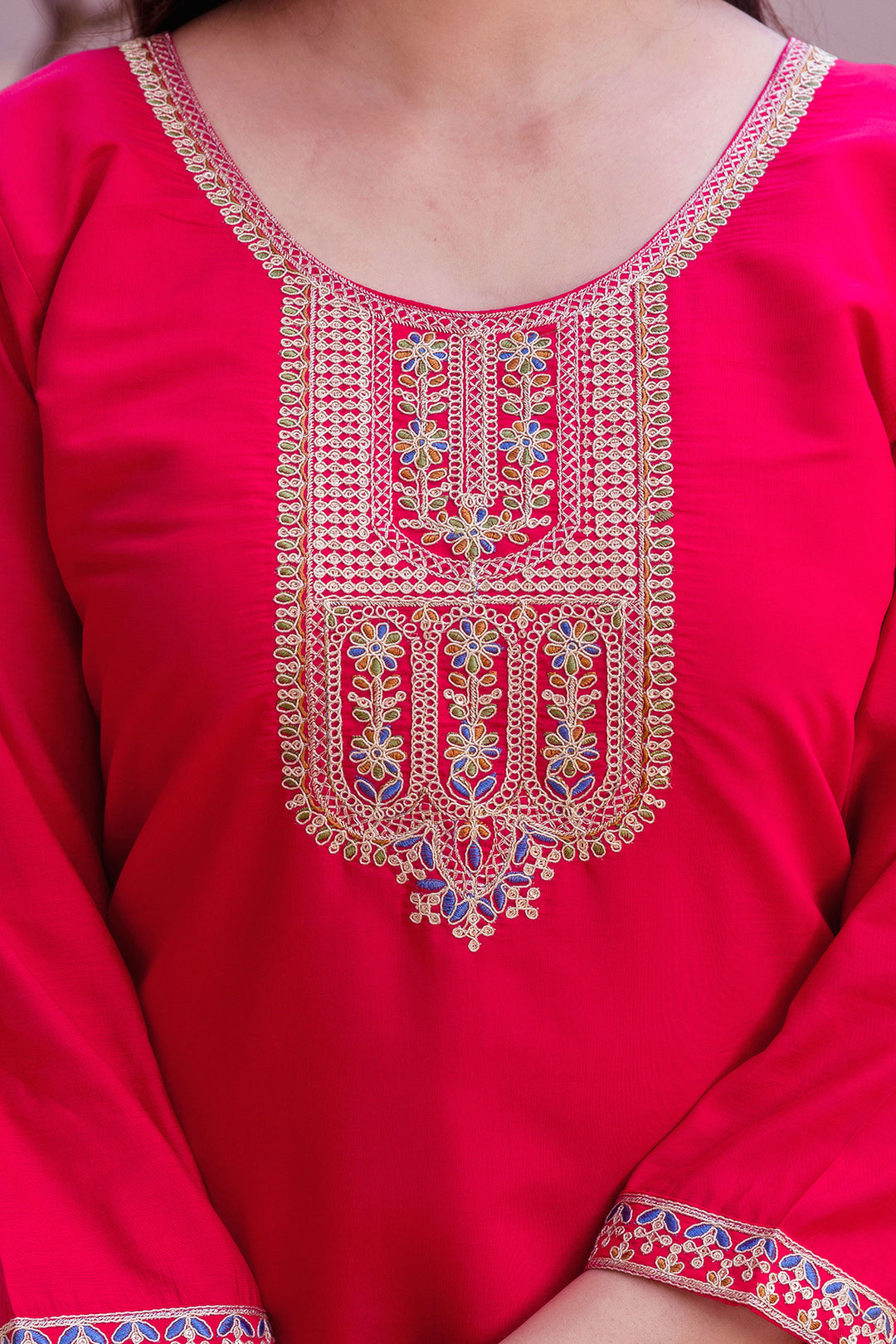 Rani Color Sober Readymade Salwar Suit In Viscose Fabric