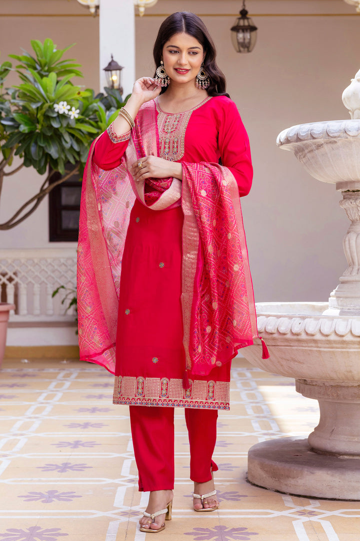 Rani Color Sober Readymade Salwar Suit In Viscose Fabric