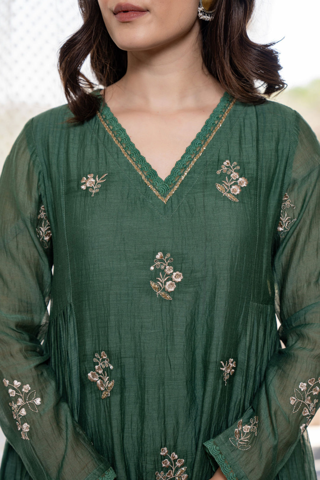 Trendy Green Chanderi Silk Readymade Salwar Suit