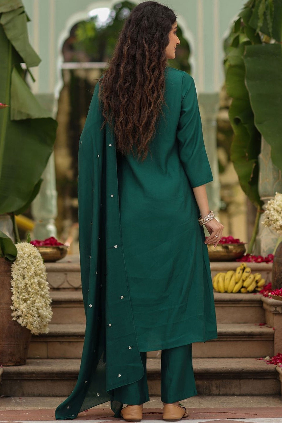 Green Color Stunning Viscose Readymade Salwar Suit