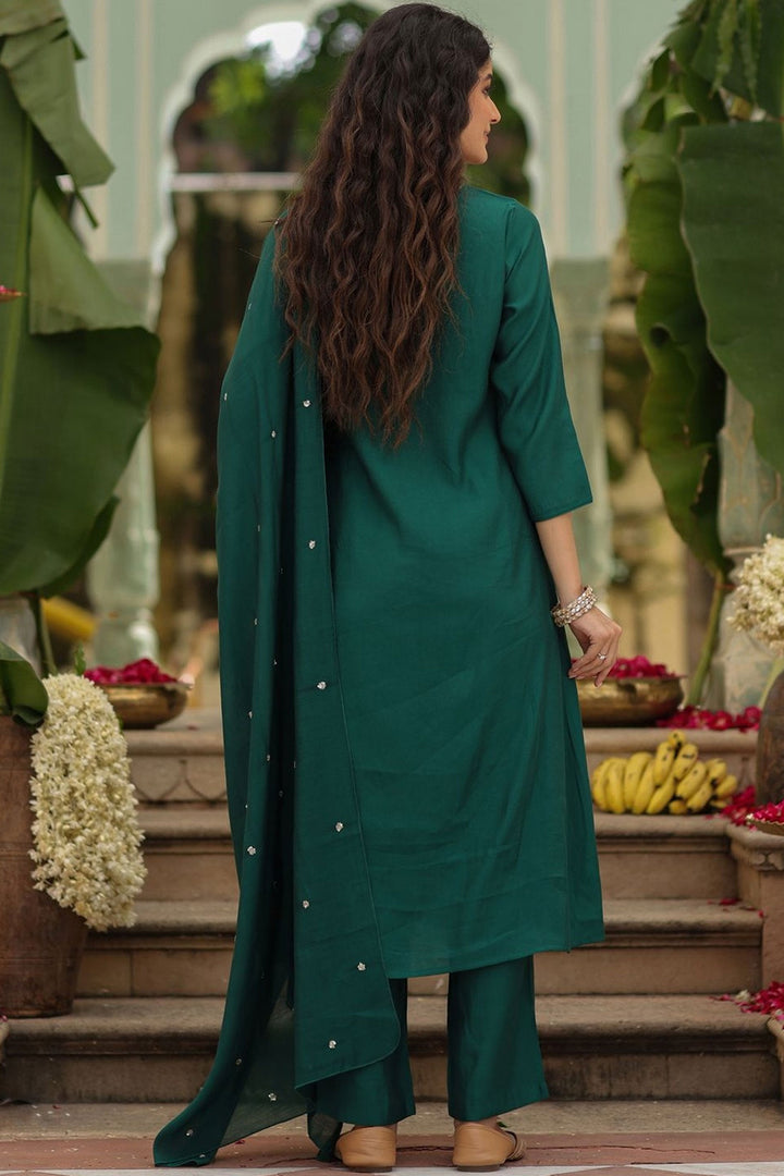 Green Color Stunning Viscose Readymade Salwar Suit