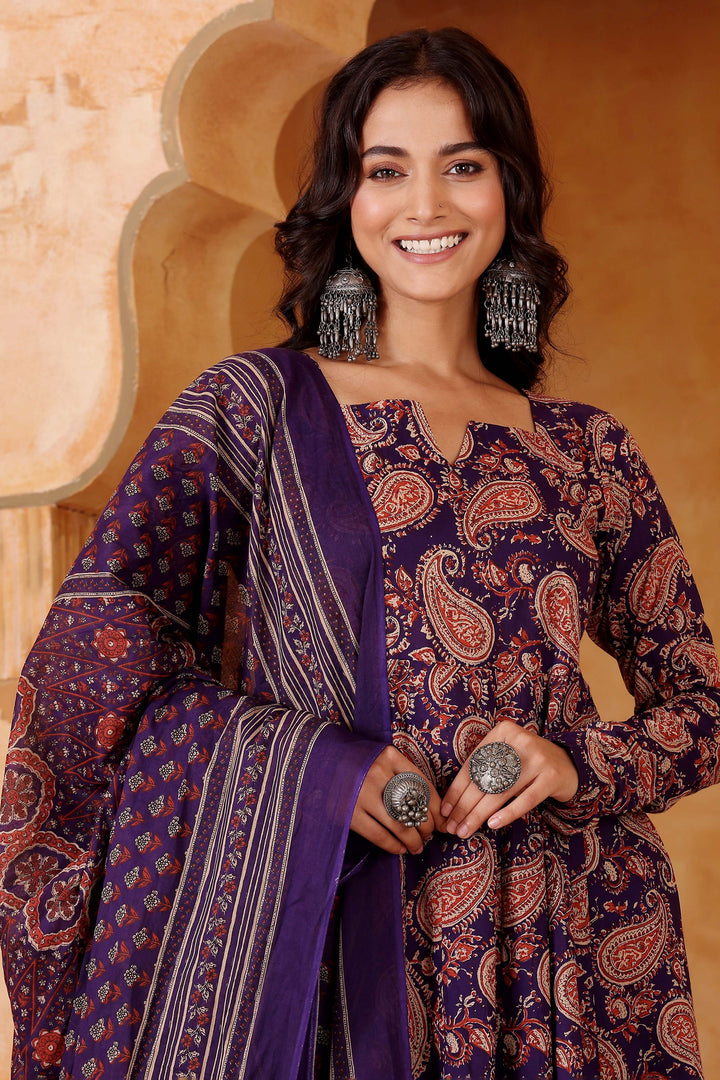 Attractive Purple Color Rayon Readymade Salwar Suit