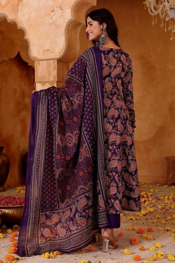 Attractive Purple Color Rayon Readymade Salwar Suit