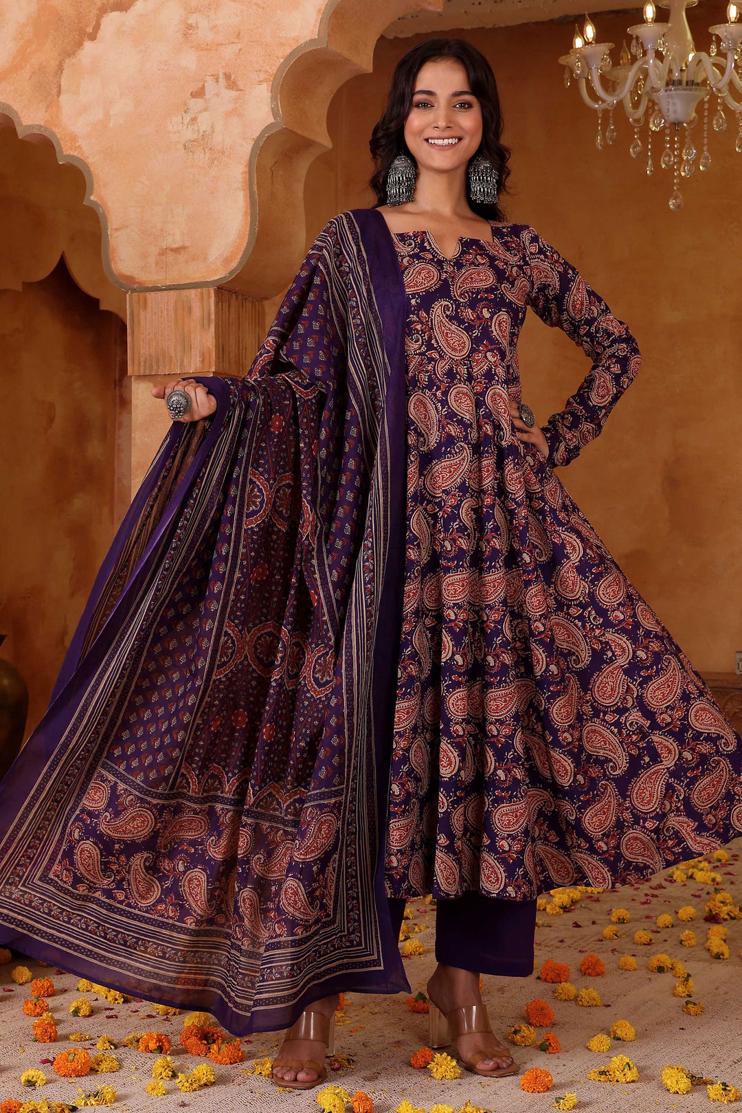 Attractive Purple Color Rayon Readymade Salwar Suit