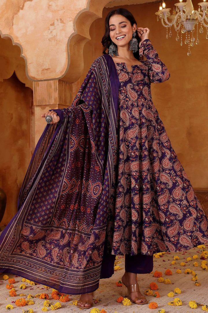 Attractive Purple Color Rayon Readymade Salwar Suit