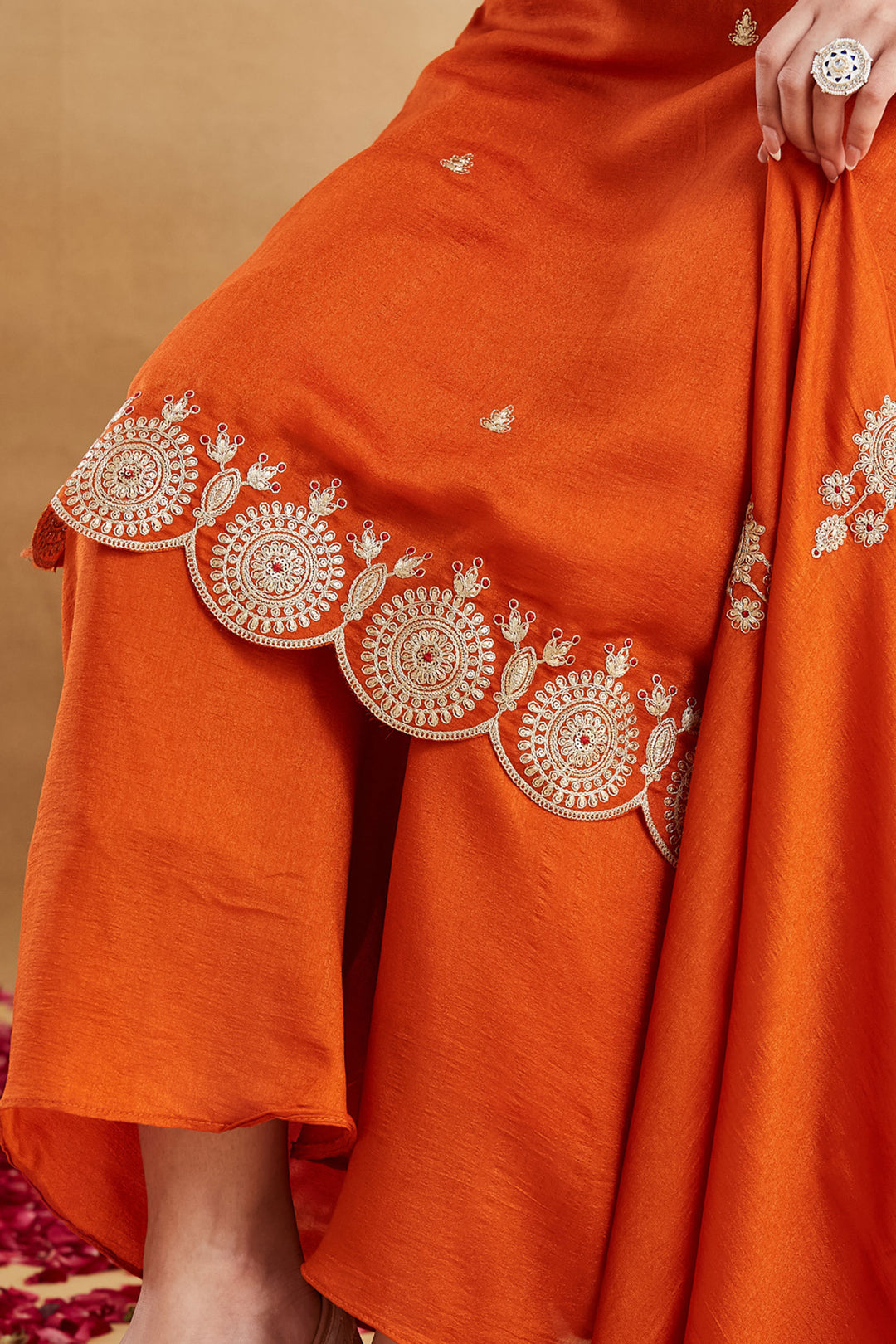 Vichitra Silk Orange Color Attractive Readymade Salwar Suit