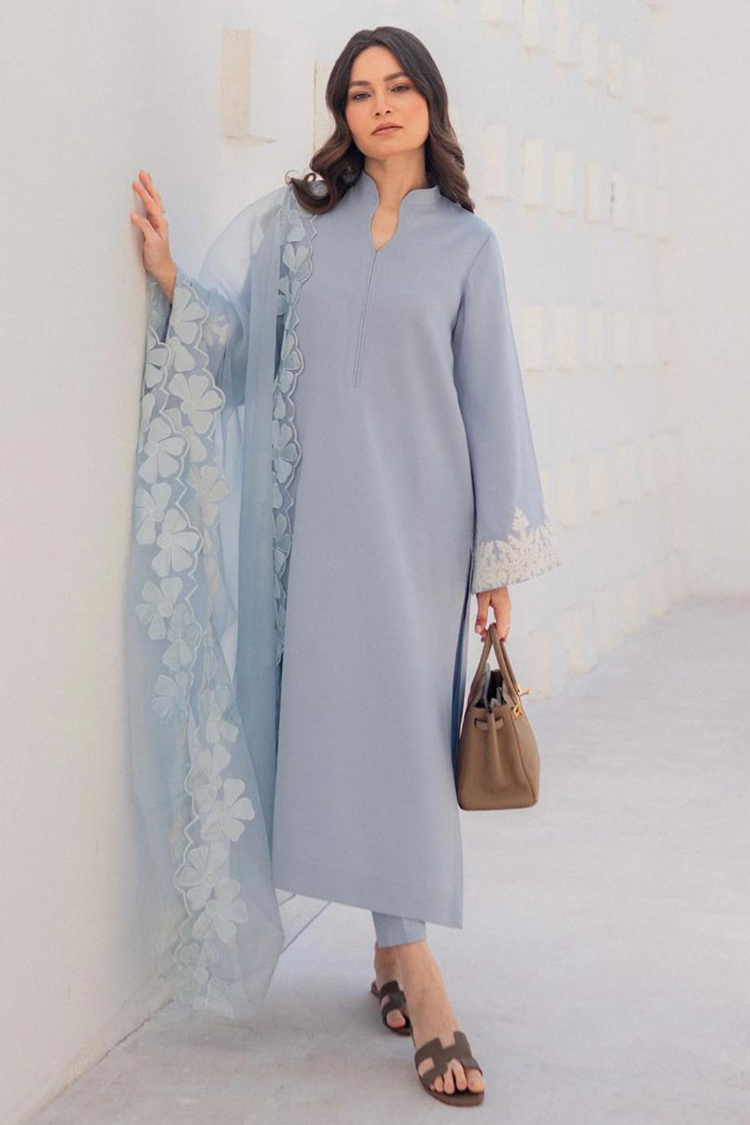 Grey Color Chanderi Silk Festive Style Readymade Salwar Suit