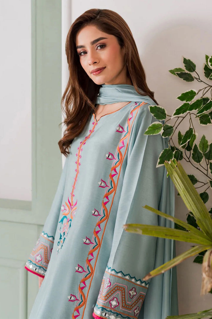 Cyan Color Crepe Fabric Beautiful Festive Style Salwar Suit
