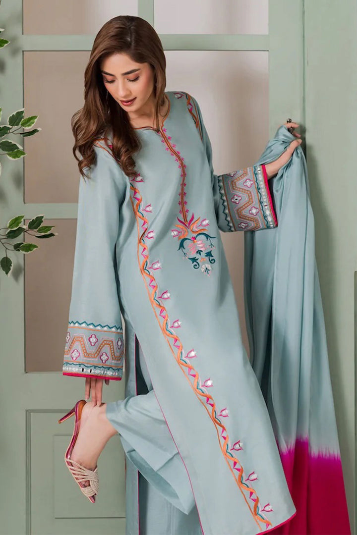Cyan Color Crepe Fabric Beautiful Festive Style Salwar Suit