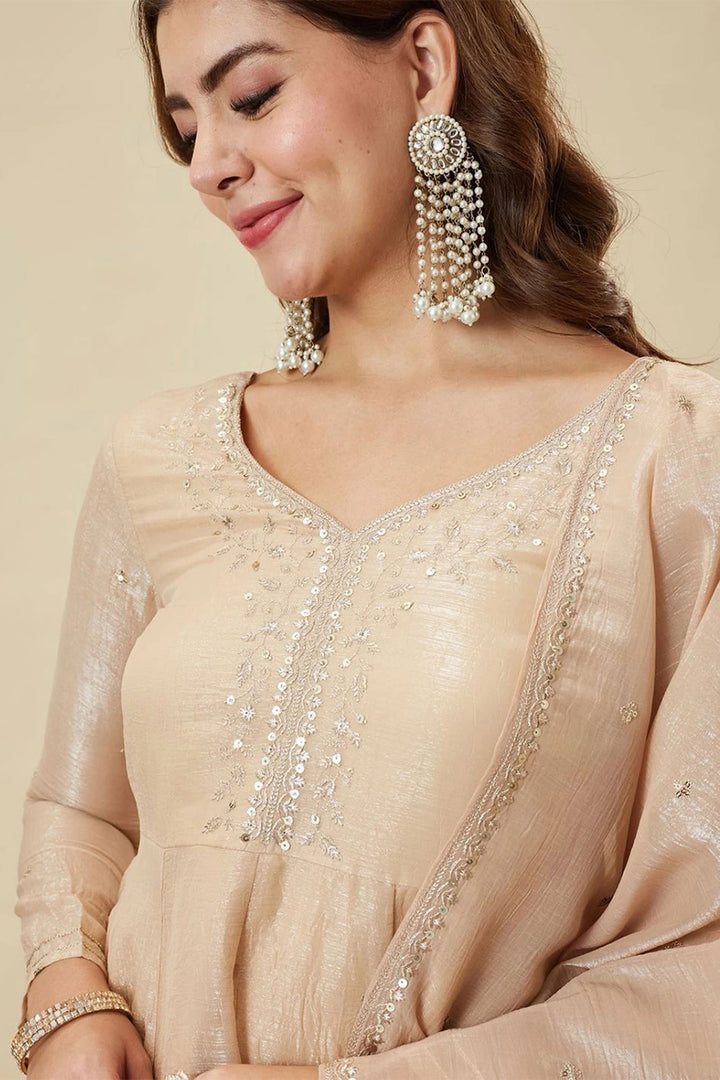 Cream Color Art Silk Readymade Sharara Suit | Buy Online India