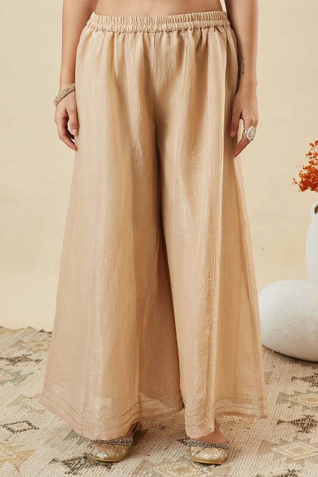 Cream Color Art Silk Readymade Sharara Suit | Buy Online India