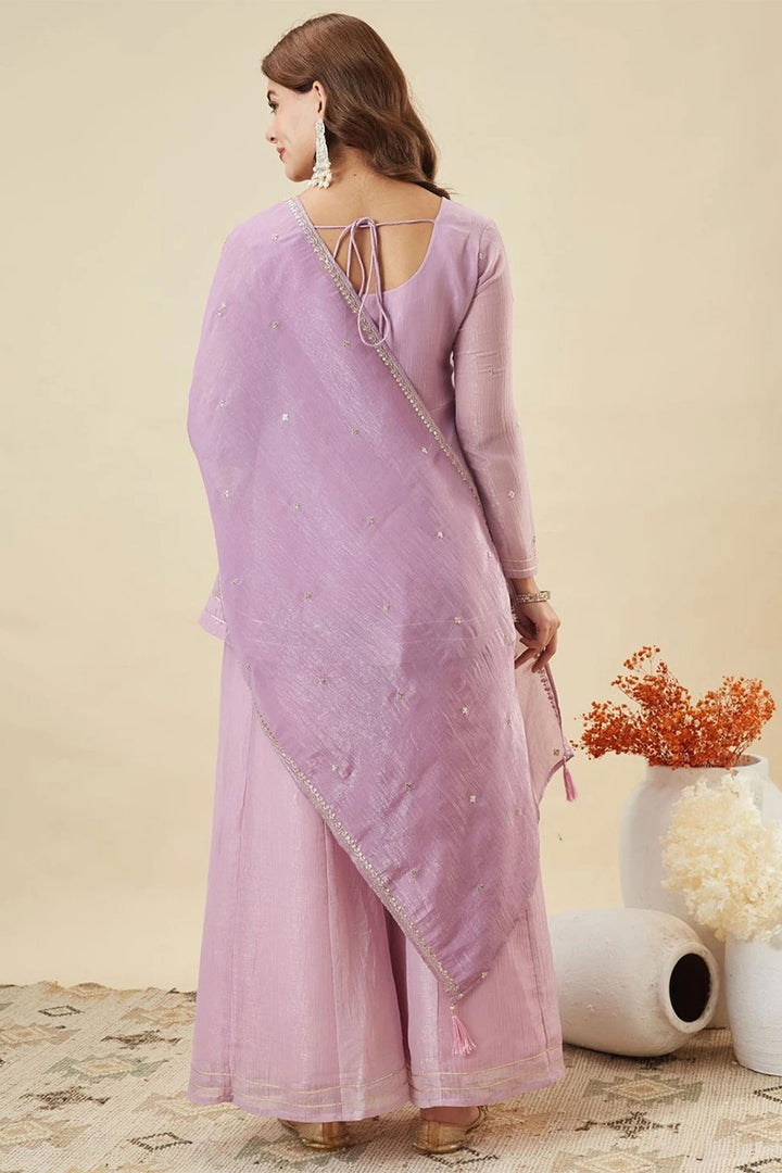 Art Silk Lavender Embroidered Readymade Sharara Suit | Buy Online India