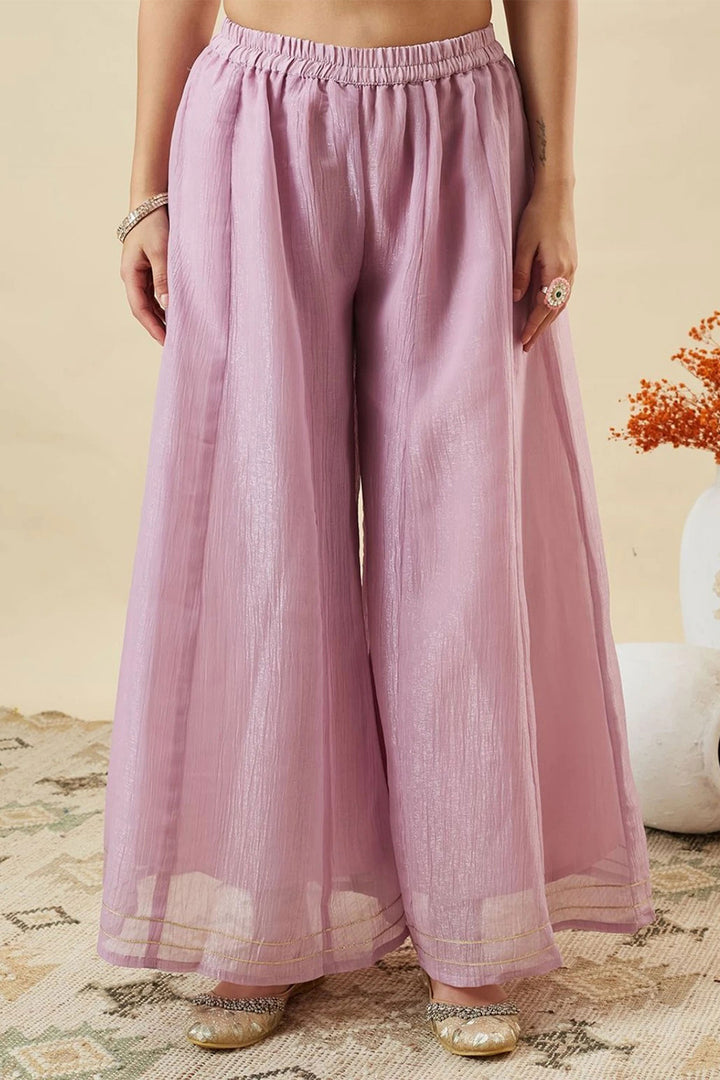 Art Silk Lavender Embroidered Readymade Sharara Suit | Buy Online India