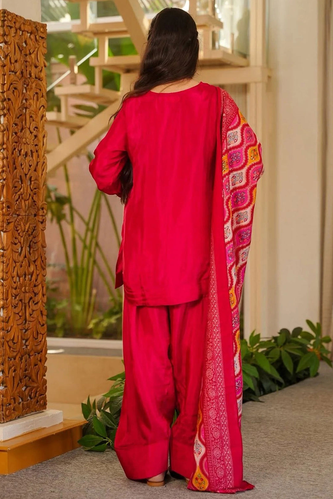 Engaging Rani Color Crepe Fabric Readymade Patiala Suit | Buy Online India