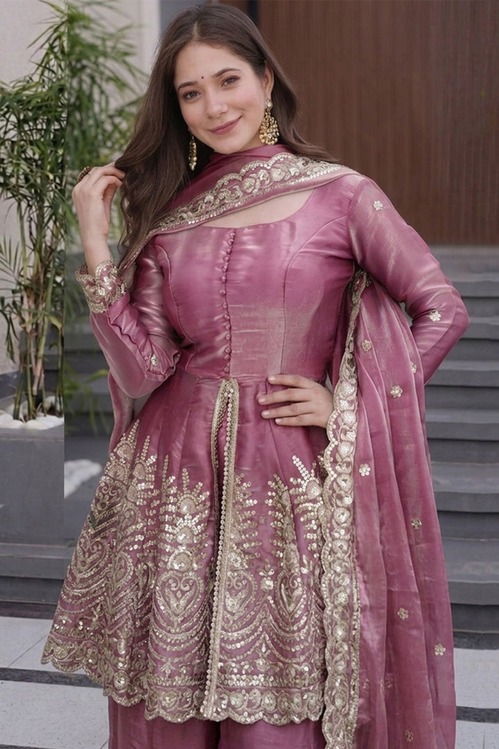 Amazing Pink Embroidered Readymade Sharara Suit | Buy Online India